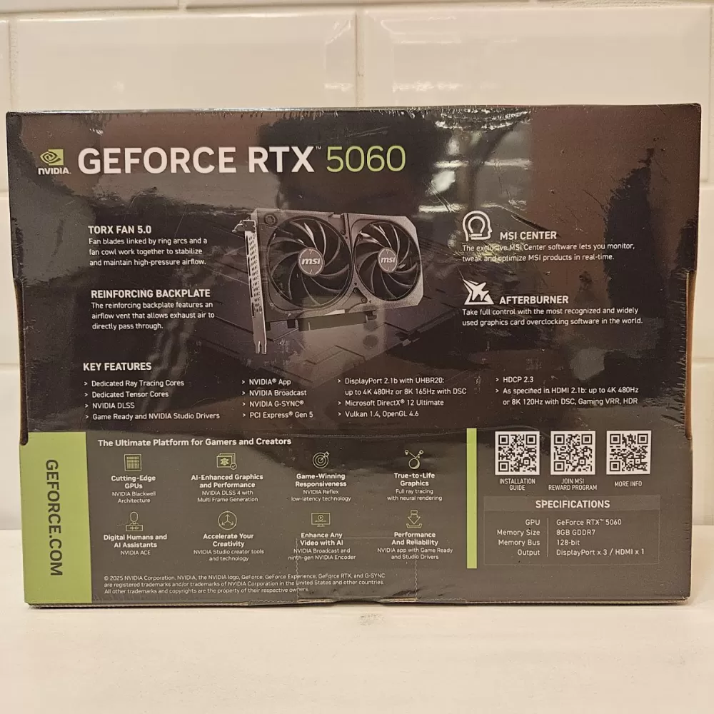 Placa de Vídeo MSI NVIDIA GeForce RTX 5060 Shadow 2X OC - 8GB - GDDR7 - DLSS - Ray Tracing - Novo Placa de Vídeo MSI NVIDIA GeForce RTX 5060 Shadow 2X OC - 8GB - GDDR7 - DLSS - Ray Tracing - Novo