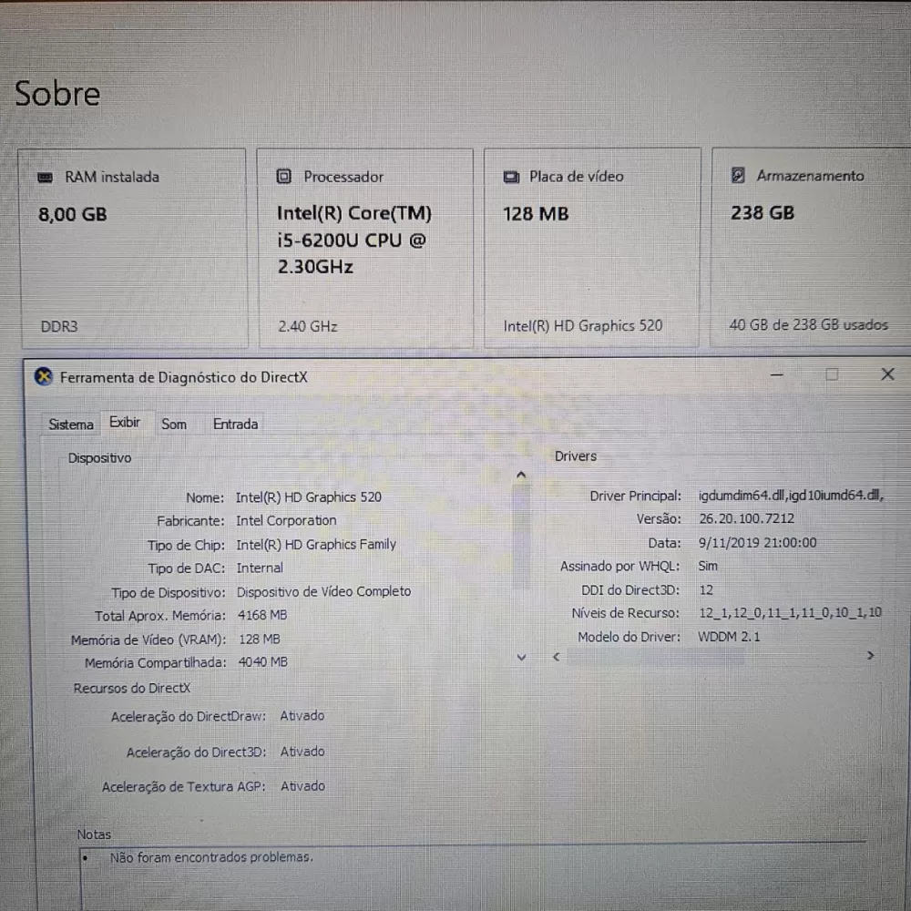 Notebook Vaio i5 6th - 8Gb Ram - SSD Notebook Vaio i5 6th - 8Gb Ram - SSD