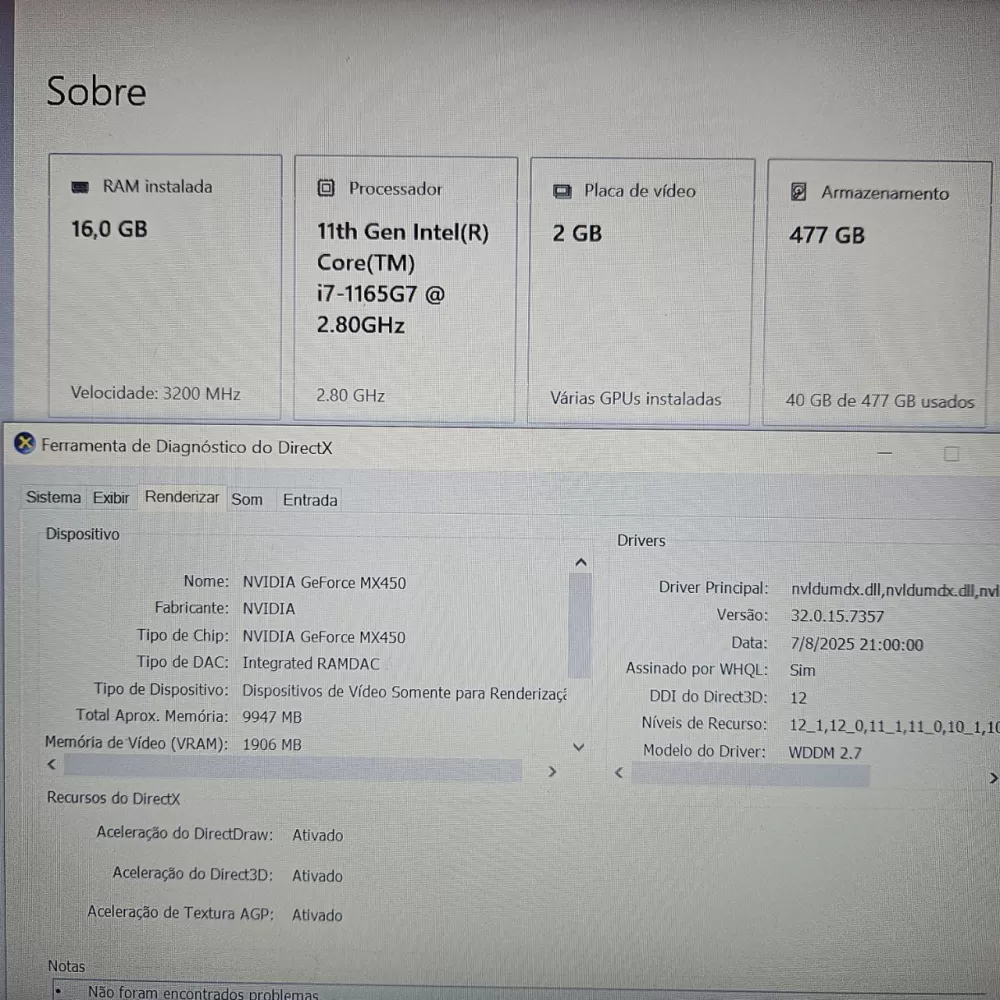 Notebook Lenovo ThinkPad i7 11th - 16Gb Ram - GeForce MX450 - 512Gb SSD Notebook Lenovo ThinkPad i7 11th - 16Gb Ram - GeForce MX450 - 512Gb SSD