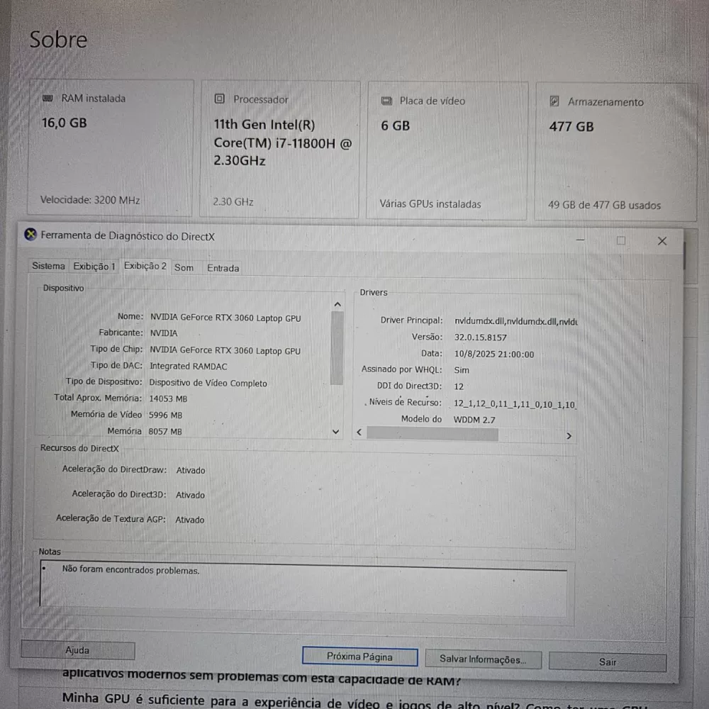 Notebook Dell G15 i7 11th - 16Gb Ram - RTX 3060 (6Gb) - 512Gb SSD Notebook Dell G15 i7 11th - 16Gb Ram - RTX 3060 (6Gb) - 512Gb SSD