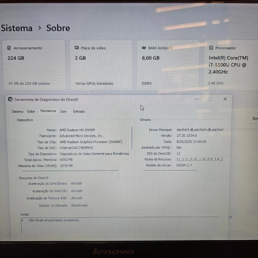 Notebook Lenovo i7 5th - 8Gb Ram - SSD Notebook Lenovo i7 5th - 8Gb Ram - SSD
