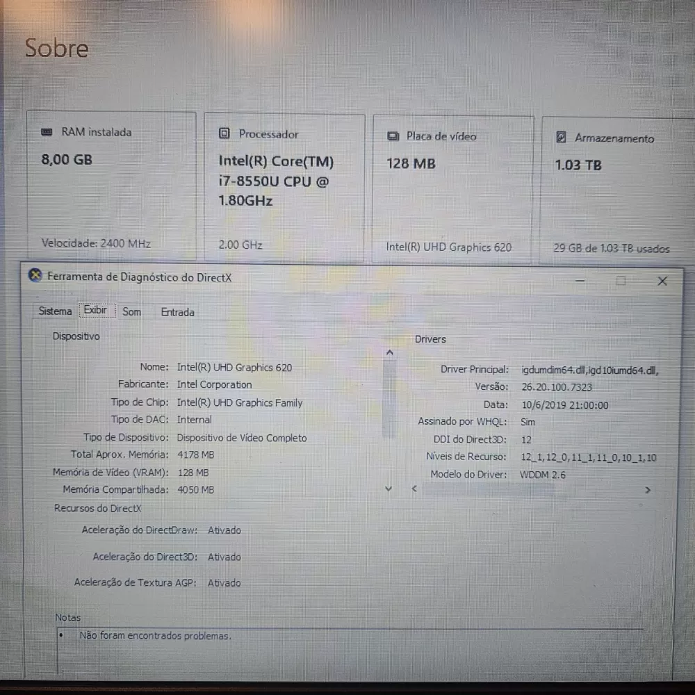 Notebook Lenovo i7 8th - 8Gb Ram - SSD + 1Tb Notebook Lenovo i7 8th - 8Gb Ram - SSD + 1Tb