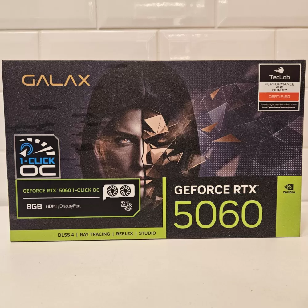 Placa De Vídeo Galax RTX 5060 1-Click OC Nvidia Geforce - 8GB - Ray Tracing -  GDDR7 - Novo Placa De Vídeo Galax RTX 5060 1-Click OC Nvidia Geforce - 8GB - Ray Tracing -  GDDR7 - Novo